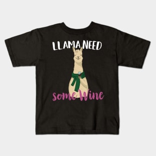 Llama Need Some Wine Kids T-Shirt